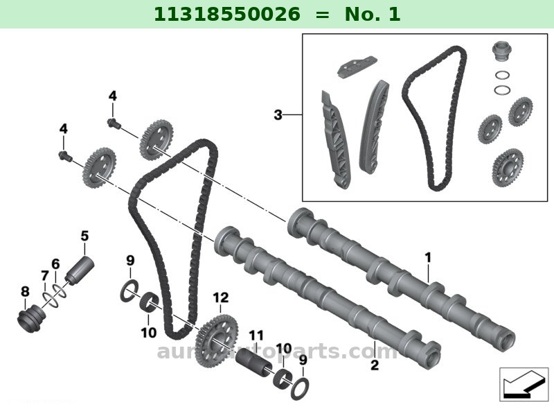 ALBERO A CAMME DI ASPIRAZIONE BMW Motorrad Originale OEM 11318550026 11318550026